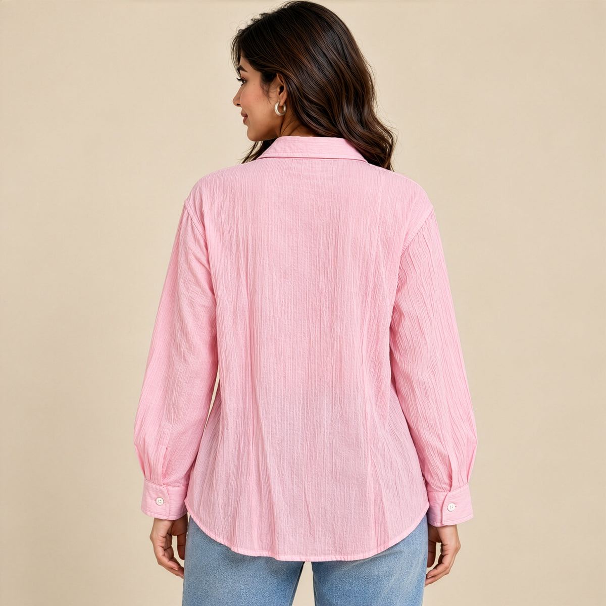 Blush Pink Floral Appliqué Relaxed Shirt