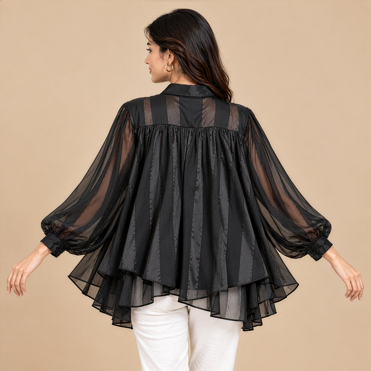 Black Sheer Layered Statement Shirt