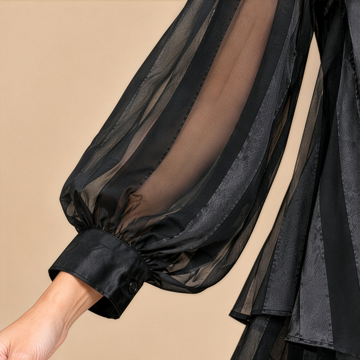 Black Sheer Layered Statement Shirt