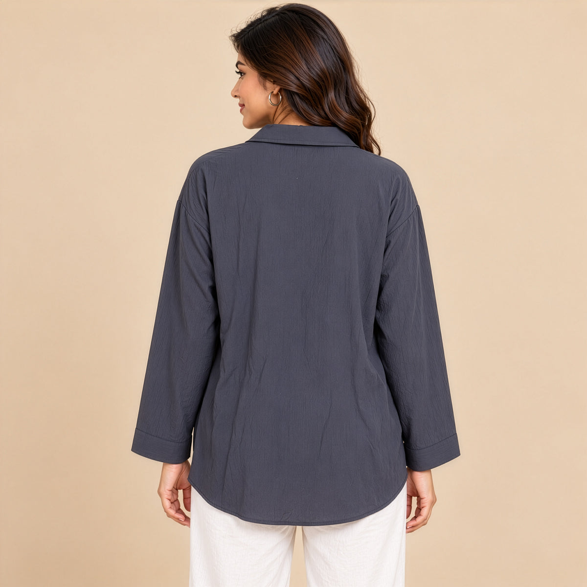 Charcoal Floral Embellished Relaxed Shirt
